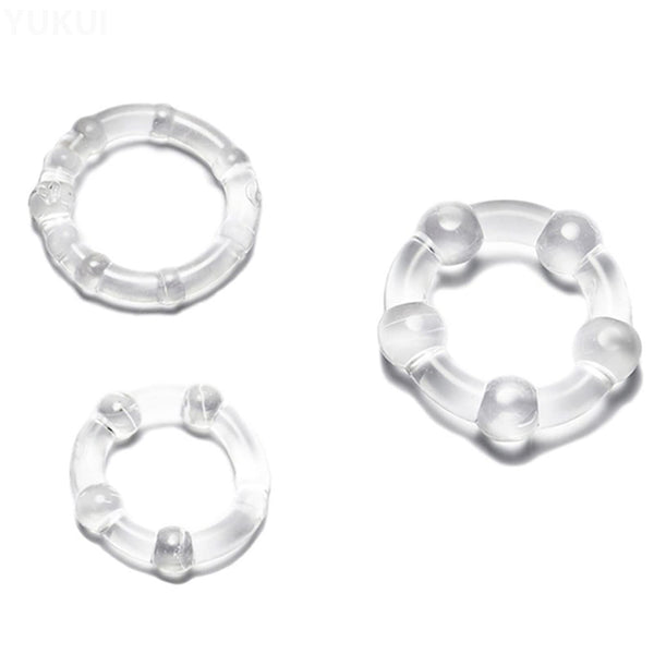 3 Piece Ridged Transparent Pack, cock ring, adult store