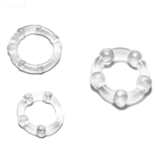 3 Piece Ridged Transparent Pack, cock ring, adult store, triangular view