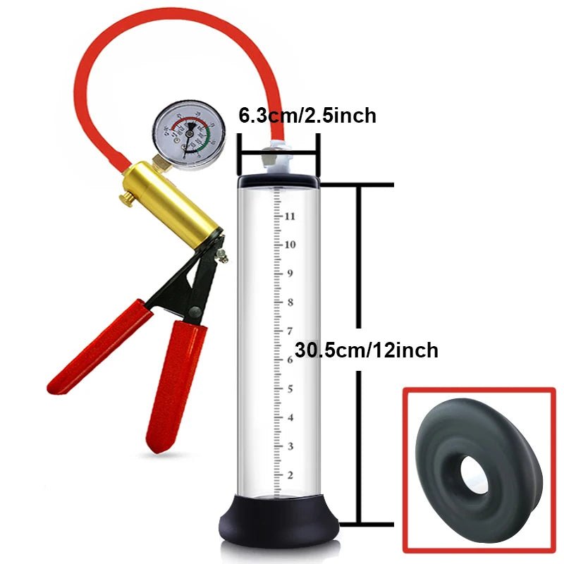 PowerPump Pro Acrylic Penis Pump 6.3cm to 30.5cm, male enhancement, adult store