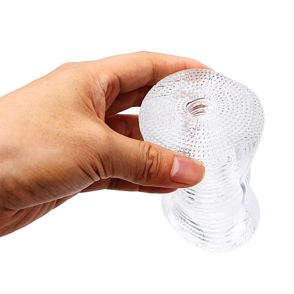 Transparent Stroker, adult store, sex toy, hand grip pinch