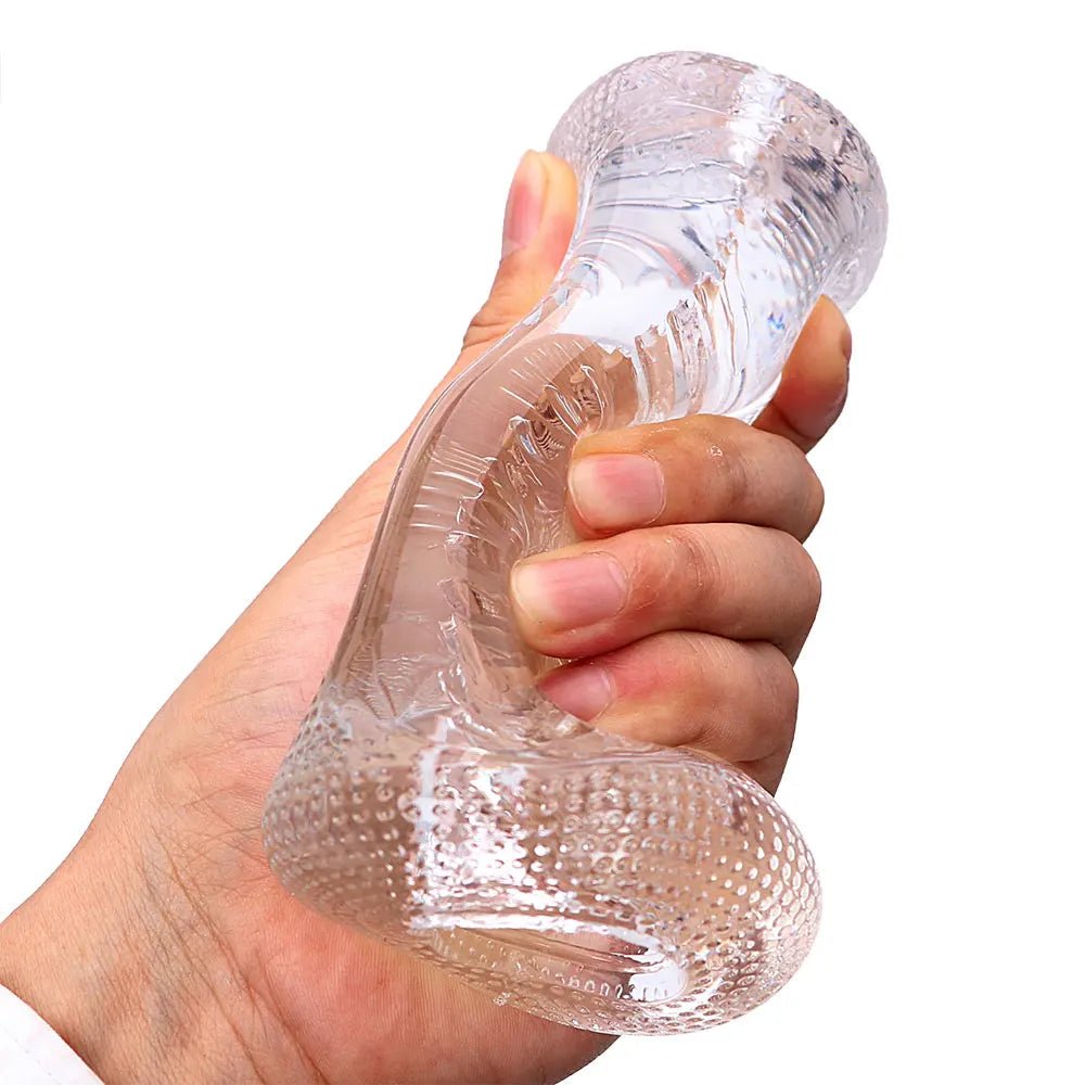 Transparent Stroker, adult store, sex toy, hand grip front view